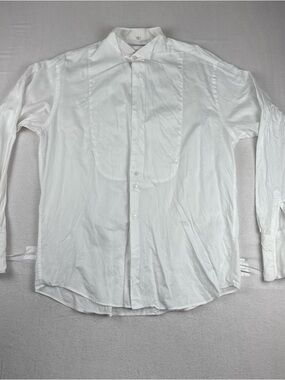 Giorgio Armani White Tuxedo Shirt  16.5-34/35 Bib Front French Cuffs Made Italy
